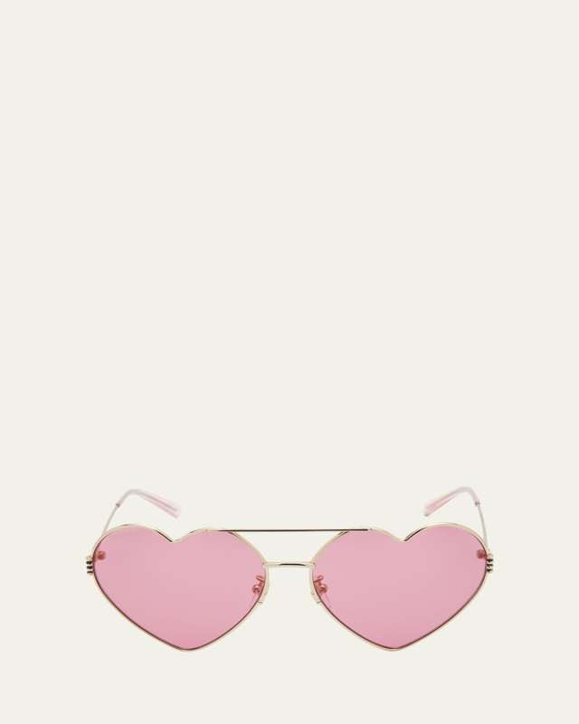 GG Heart-Shaped Metal Aviator Sunglasses